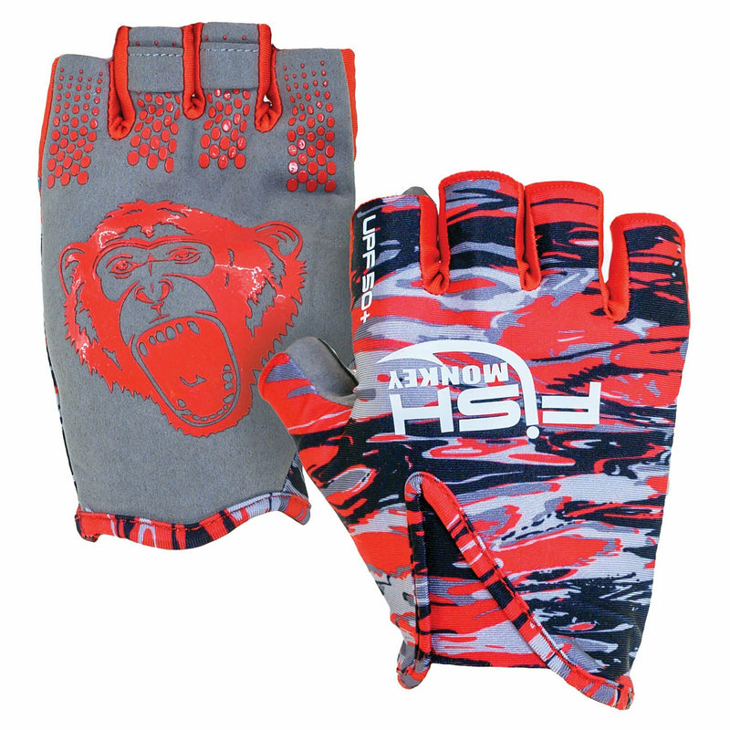 Load image into Gallery viewer, Fish Monkey Stubby Guide Gloves - Swamp Red
