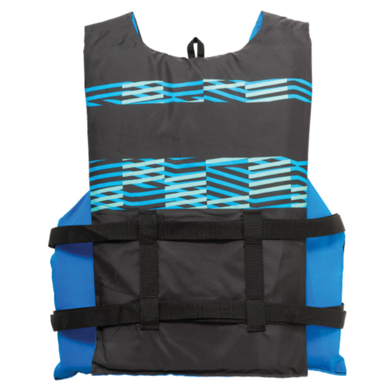 Load image into Gallery viewer, Airhead Element Life Vest - Blue and Black with Aqua Stripes - Back View
