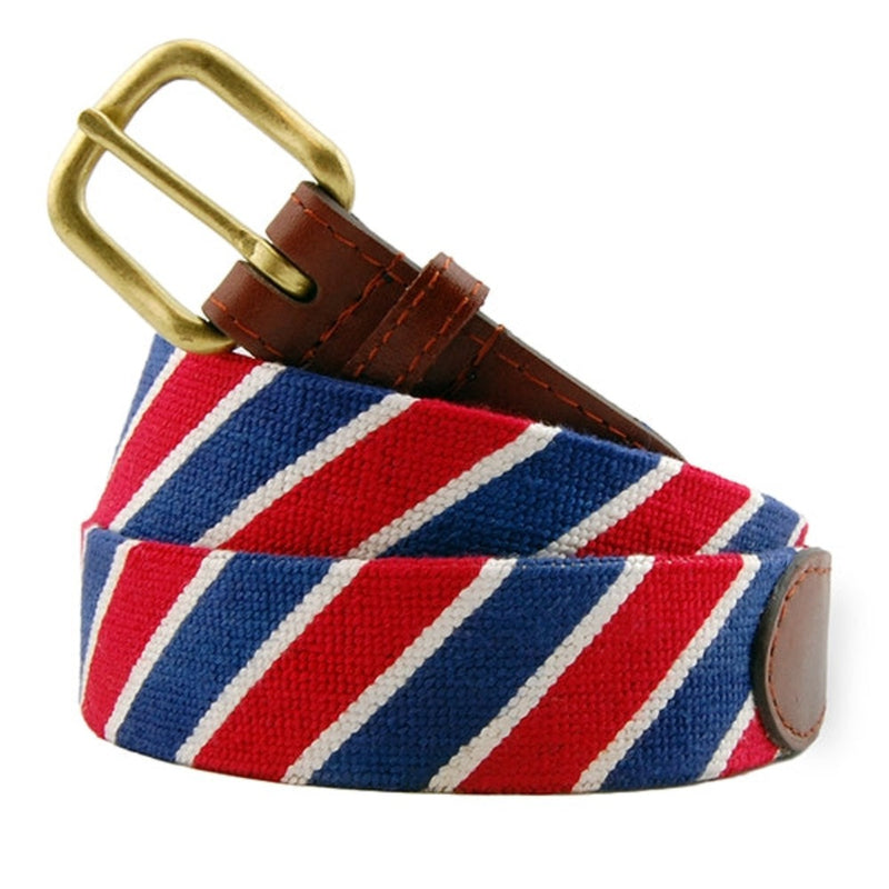 Load image into Gallery viewer, Smathers &amp; Branson Patriotic Stripe Needlepoint Belt - Red, White, and Blue
