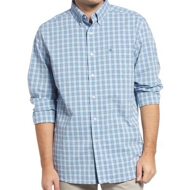 Southern Tide Mixed Coastal Passage Bollard Plaid Sport Shirt - Dream Blue