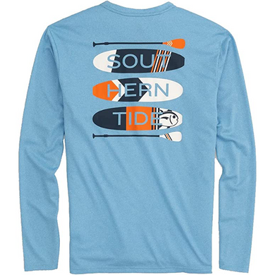 Southern Tide Paddleboard Stack LS Performance T-Shirts - Boat Blue