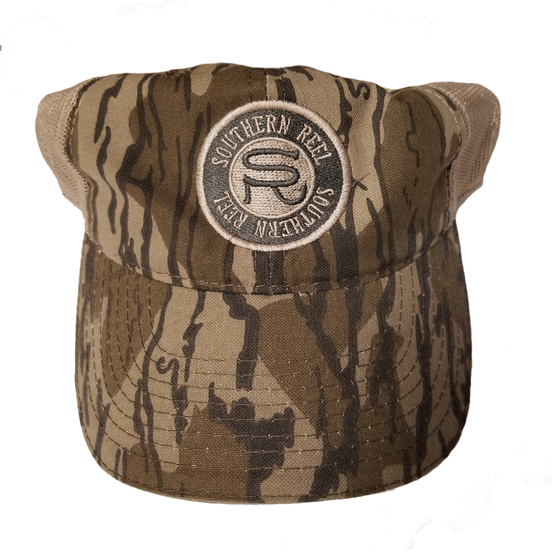 Load image into Gallery viewer, Southern Reel Outfitters Embroidered Hats Mossy Oak and Bottomland Patch and Khaki Mesh Back
